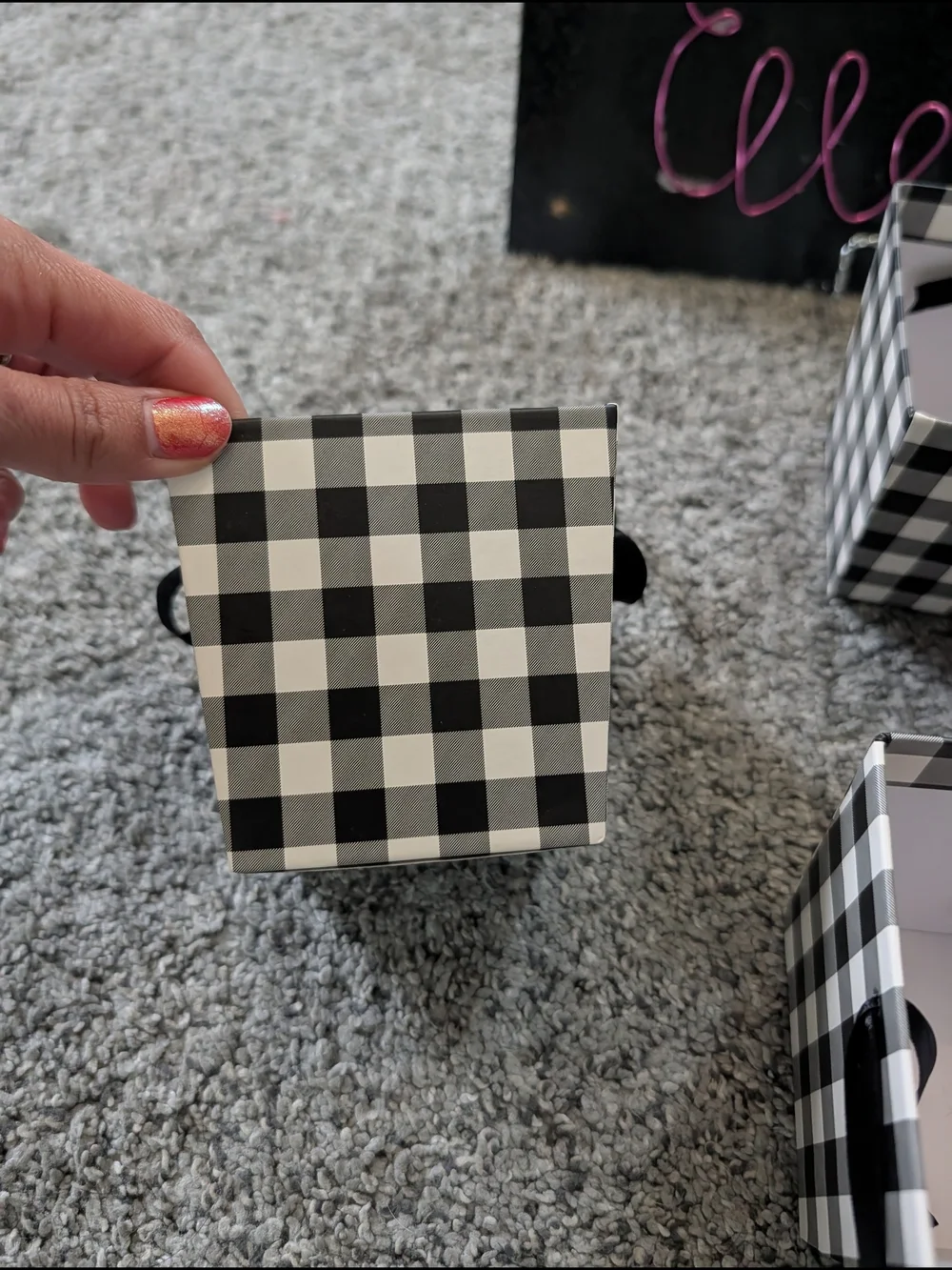 Nwt Buffalo Check Square Gift Boxes - Set of 4